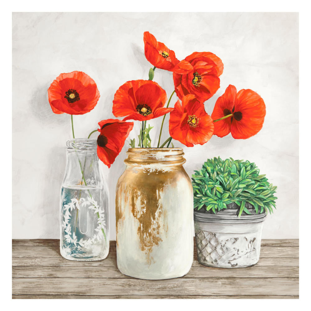 Floral Composition With Mason Jars Ii-Paper Art-26X26