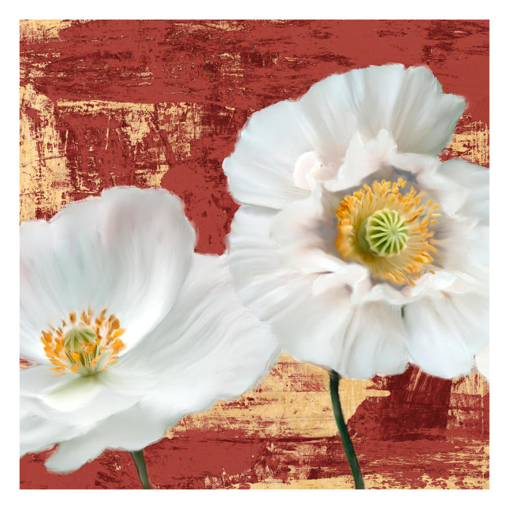 Washed Poppies (Red & Gold) I-Paper Art-26X26