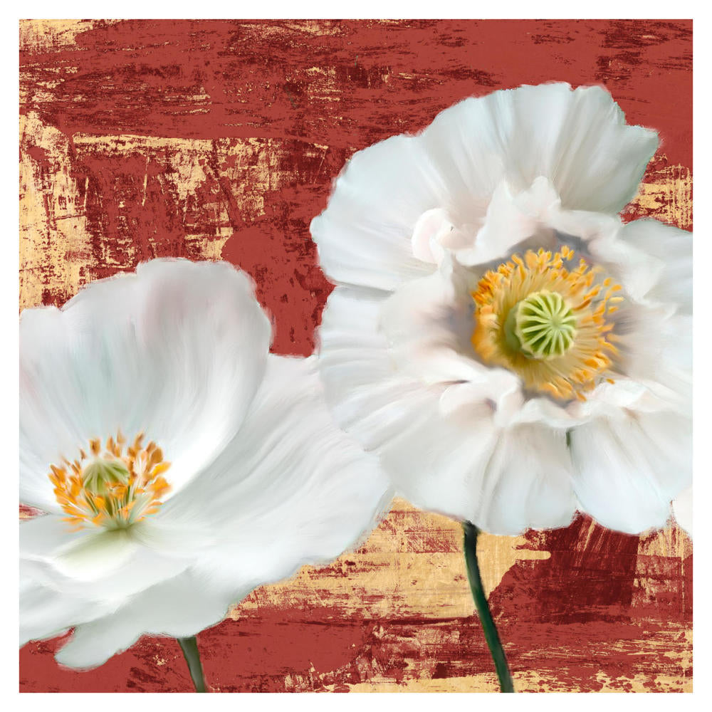 Washed Poppies (Red & Gold) I-Paper Art-38X38