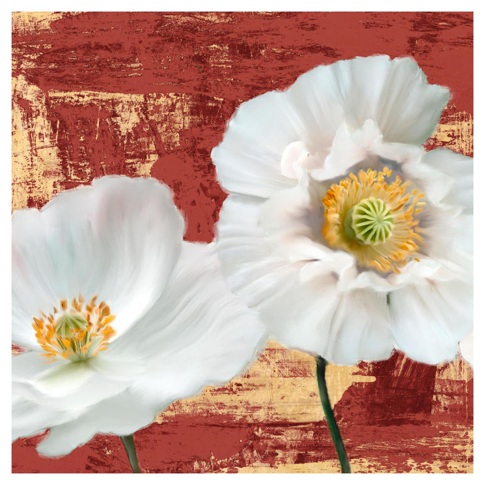 Washed Poppies (Red & Gold) I-Paper Art-42X42