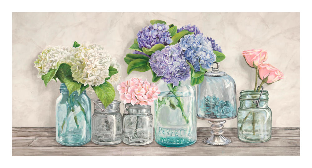 Flowers In Mason Jars-Paper Art-26X14