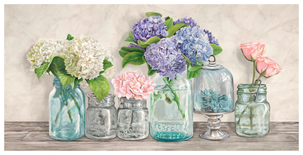 Flowers In Mason Jars-Paper Art-74X38