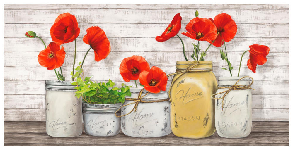 Poppies In Mason Jars-Paper Art-74X38