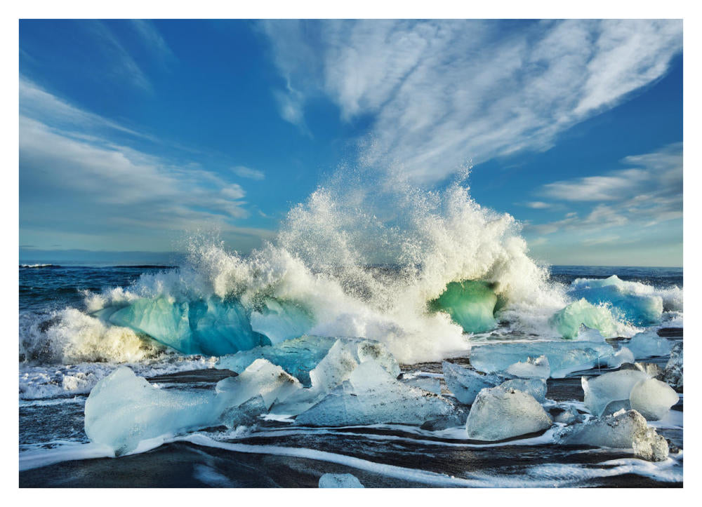 Waves Breaking, Iceland-Paper Art-38X28