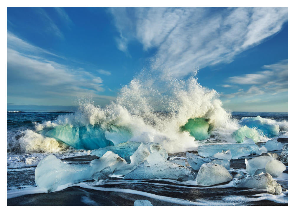 Waves Breaking, Iceland-Paper Art-42X30