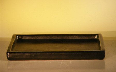 Black Ceramic Humidity/Drip Bonsai Tray - Rectangle<br><i>7.75 x 5.25 x .75 OD<br>7.5 x 4.5 x .75 ID</i>