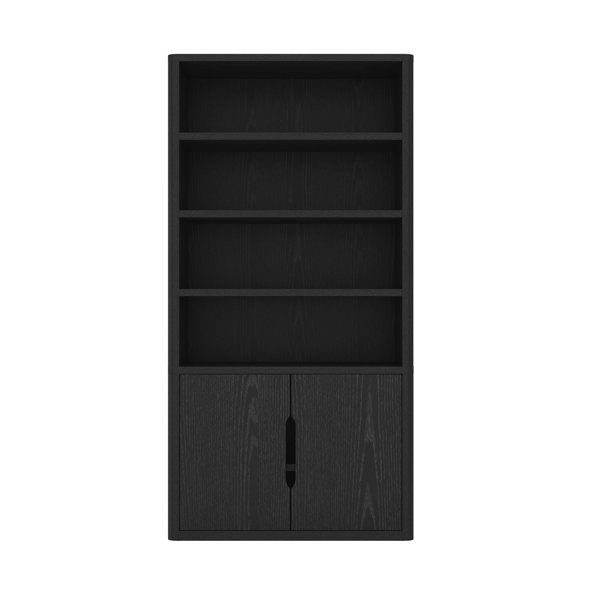 Rivington Modern 40″ Bookcase Cabinet in Black (4-Shelf)