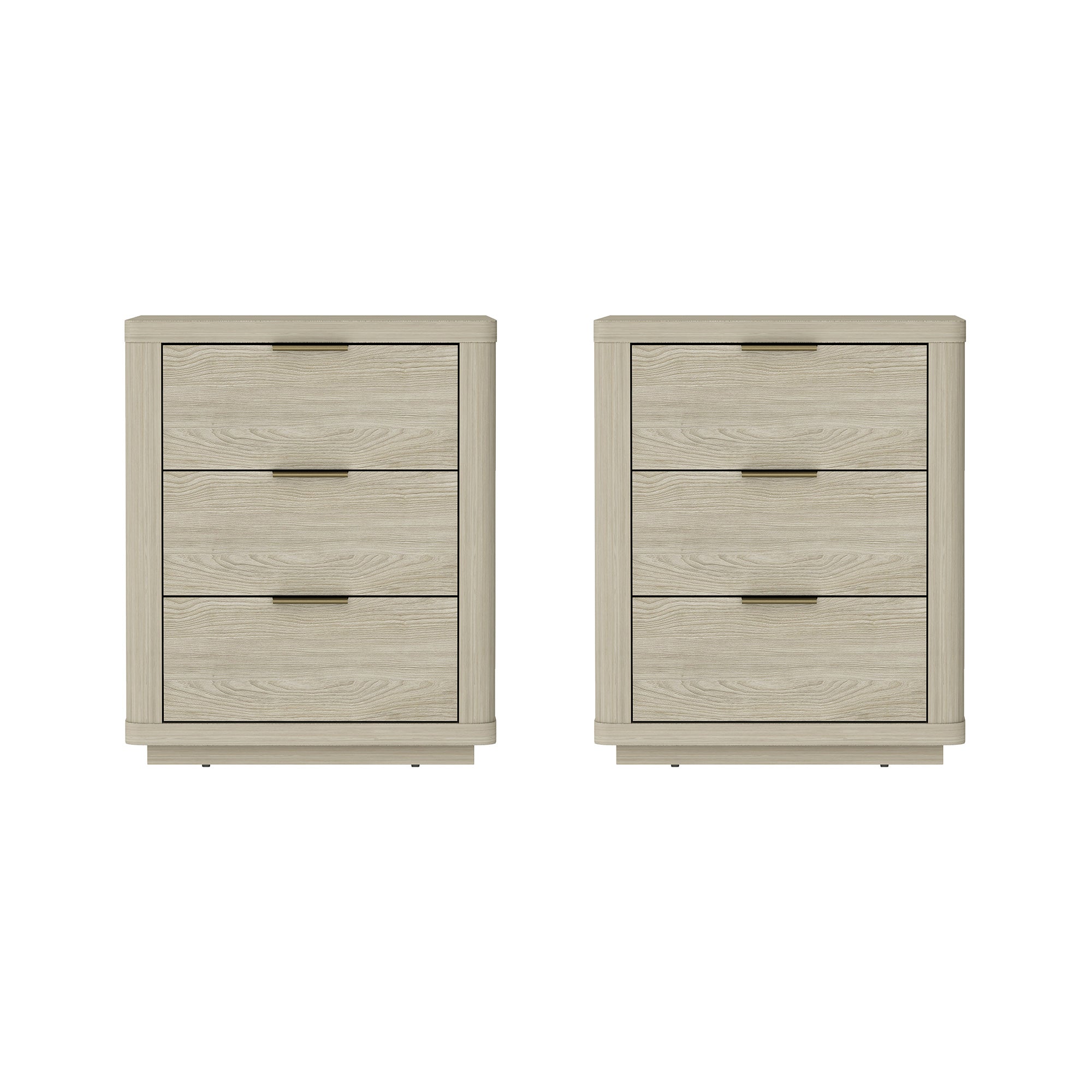 Evelyn Modern Nightstand with 6 Full Extension Drawers in Natural - Set of 2