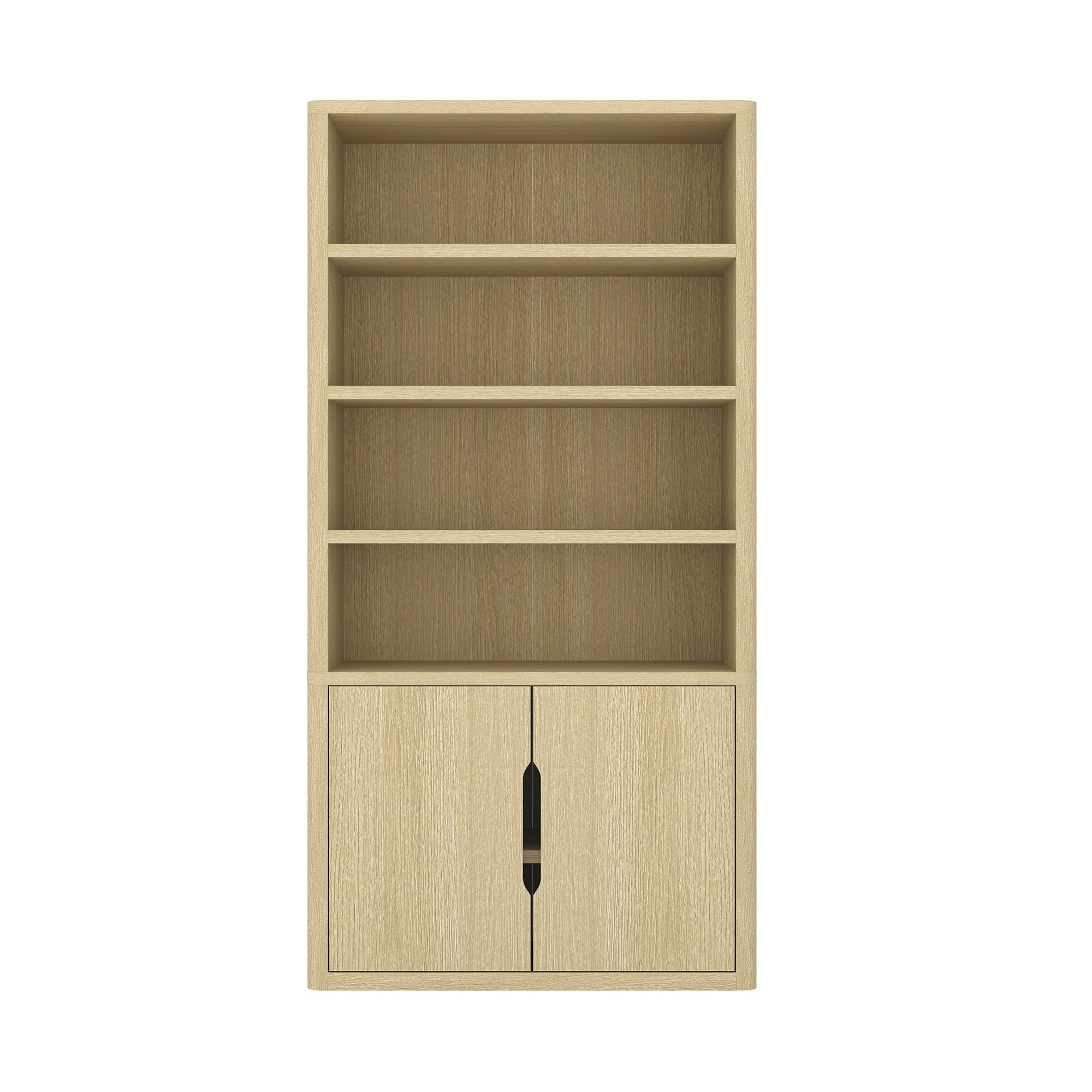 Rivington Modern 40″ Bookcase Cabinet in Natural Oak (4-Shelf)