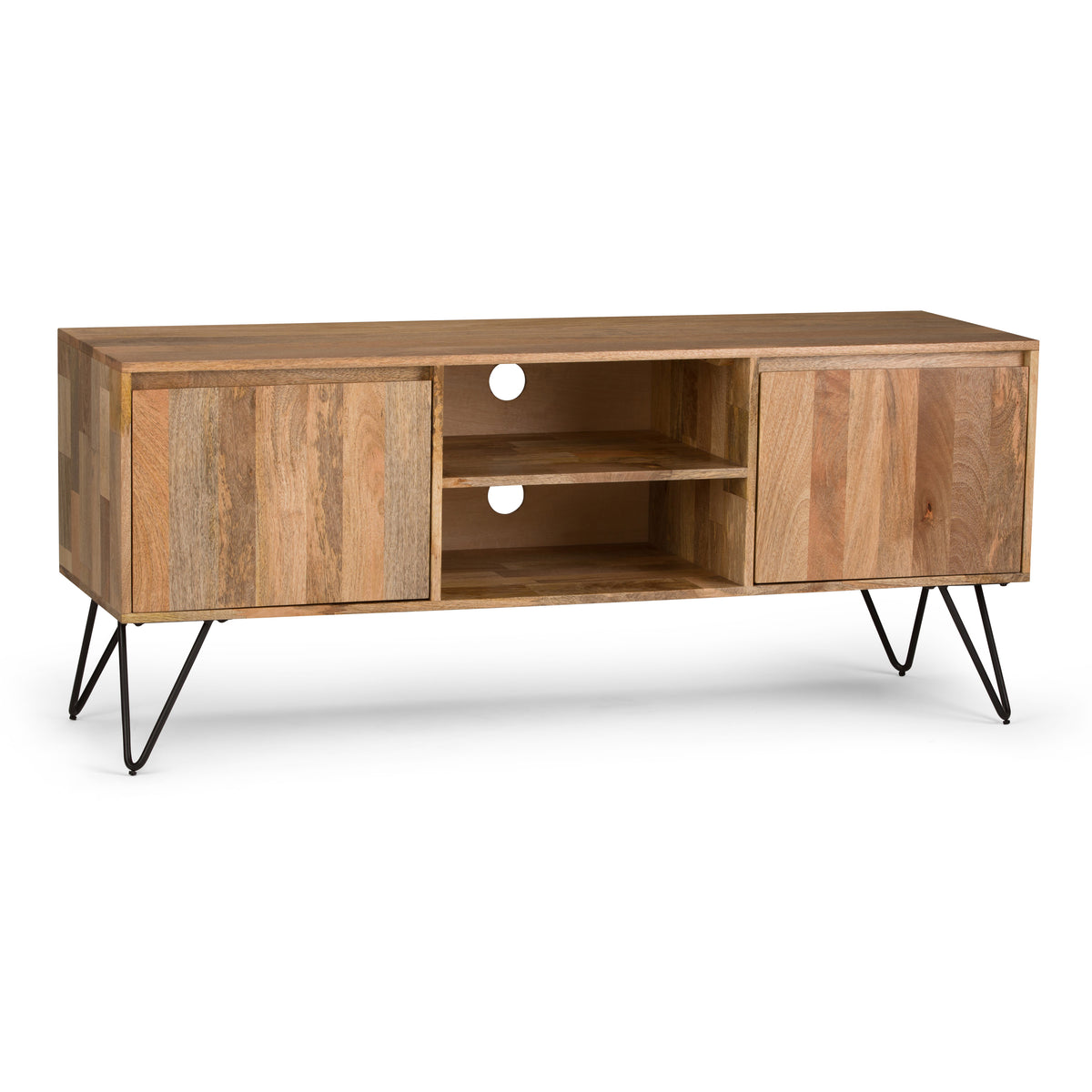Hunter Solid Mango Wood 60 Inch Wide Industrial Tv Media Stand In Natural For Tvs Up To 65 Inches