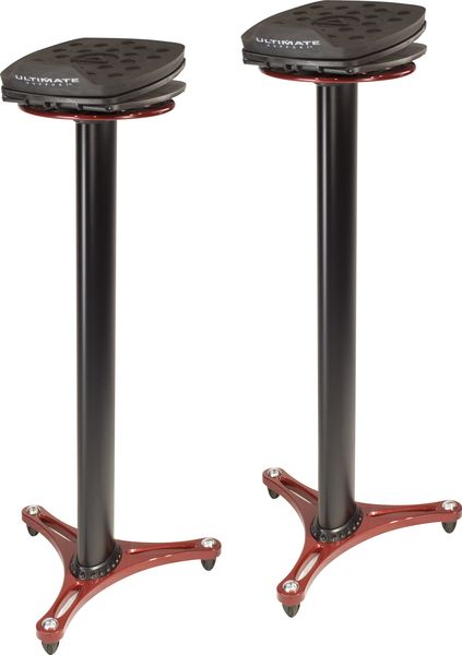 MS Series Professional Column Studio Monitor Stand with Adjustable Angle and Axis, Acoustic Foam Platform, and Three Internal Channels - Black