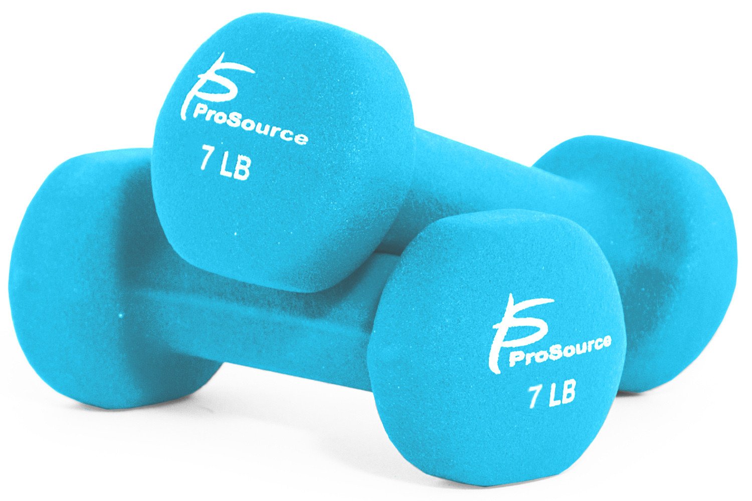 ProSource Set of 2 Neoprene Dumbbell Coated for Non-Slip Grip, 1 lb-12 lb, Sky