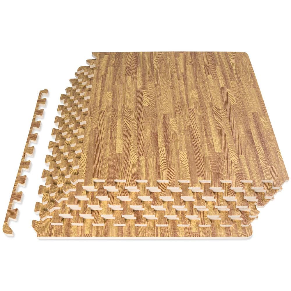 Wood Grain Puzzle Mat 1/2-In, Light Oak, 24 Sq Ft - 6 Tiles