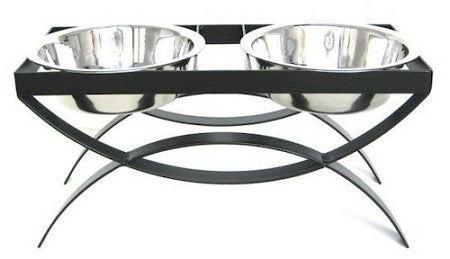 Seesaw Double Elevated Dog Bowl - Large/Black